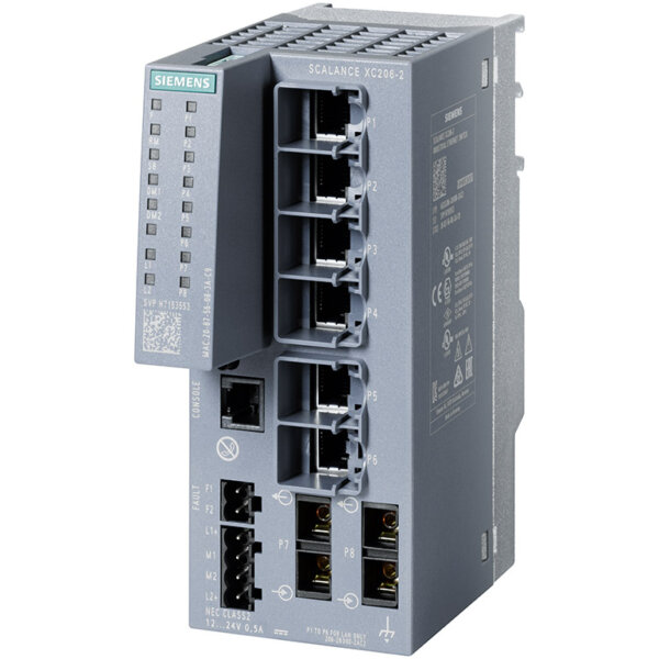 Switch công nghiệp 6 cổng RJ45 10/100 Mbps + 2 cổng SC 100 Mbps + 1 cổng quản lý SCALANCE XC206-2 Managed & Layer 2 6GK5206-2BD00-2AC2